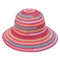 Cappello da sole da spiaggia intrecciato a mano a righe colorate con ricami estivi - M (56-58cm) / Rosa Rosso