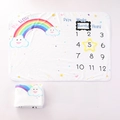 Regenbogen Baby Meilenstein Decke aus Flanell mit Rahmen zum Festhalten von Wachstumsmomenten - Kleiner Regenbogen mit Rahmen