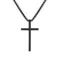 Collar con colgante de cruz en acero de titanio negro minimalista con cadena de eslabones - Solo colgante / Negro