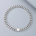 Silver stainless steel Cuban chain necklace with minimalist industrial plug buckle - Double Push Buckle (13mm Width) / 45cm / Steel