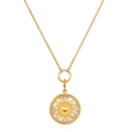 Golden beaded necklace featuring a sun pendant with white stone inlay for women - Sun Wheel Necklace