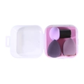 Purple makeup sponge set with mushroom brush and teardrop blenders in a white case - 2 Makeup Sponges and 1 Mushroom Head Puff / Purple