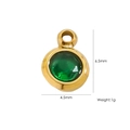 14K gold plated stainless steel green gemstone pendant charm 4.5mm x 6.5mm size - 45 Green Gem Bead