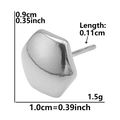 Detailed macro view showing the 0.9cm size and weight specs of silver pebble stud earring - D123-Silver Hexagon