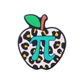 Pink leopard print apple silicone bead with green Pi symbol for DIY pacifier clips - Leopard Print Pi Apple