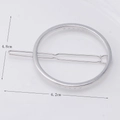 Detailed view of a silver circular metal hair clip with 4.8cm diameter measurements - Round O Shape Silver