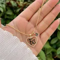 18K gold plated bead chain necklace with pavé zircon heart Fé pendant for men and women - Black Heart