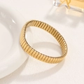 Pulsera elástica de acero inoxidable dorado con diseño estilo correa de reloj vintage - Estilo de Superficie Arqueada de 9mm / Dorado