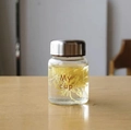 Mini 150ml borosilicate glass jar with silver metal lid and My Cup text print - Coffee 200ml
