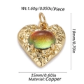 Golden heart pendant with iridescent zircon, 18x15mm copper accessory for DIY jewelry - Cx135-3a / 18K Gold