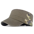Olivgrüne Army-Cap aus Baumwolle mit Camouflage-Besatz und Metall-Belüftungsösen - Verstellbar / Kaffeebraun
