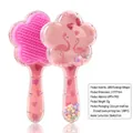 Pink heart and flamingo patterned transparent detangling hairbrushes set for girls - Flower Shape Flamingo Love