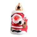 Lanterna natalizia Babbo Natale in ceramica con stelle traforate e finitura rossa - Babbo Natale
