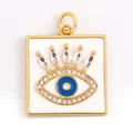 Quadratischer vergoldeter Evil-Eye-Anhänger mit blauen Perlen und Edelsteinen - Quadratischer Böser Blick Stil (M917035-White) / Weiß