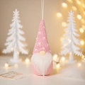 Gnomo natalizio in maglia rosa con pois bianchi e barba di peluche per decorazione - Cappello Rosa a Pois a Maglia C