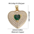 Golden heart pendant with micro-pave zircons and center green heart stone charm - Dbn150-02 / 18K Gold