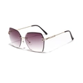 Gafas de sol retro sin montura para mujer con lentes degradadas violetas y patillas doradas - Doble Lente Gris