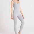 Combinaison de yoga dos nu gris clair avec fines bretelles pour femmes sportives - S / Haut Et Bas / Gris clair