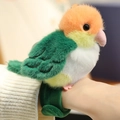 Plush parrot slap bracelet with colorful orange and green fur worn on wrist - Slap Bracelet / Green