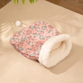 Rosa Schlafsack für Haustiere mit Schaukelpferd-Muster und warmem weißem Lammvlies - Rosa Trojanisches Pferd Schlafsack (50*40cm)