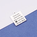 Polished stainless steel MOM square pendant with engraved quote on two-tone background - Silver-Mom Themed (CL090)