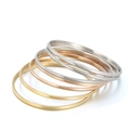 Set di cinque bracciali in acciaio inossidabile oro, argento e rosa con texture perlata - Set Tricolore Texture Perlata (KB66630-LO)