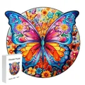 Irregular wooden butterfly puzzle in vibrant colors, small size, model F0009 - F09 Butterfly - Size S
