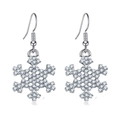 Detailed close-up of silver snowflake earrings with sparkling inlaid crystals - Silver Snowflake