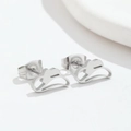 Silver cowboy hat stud earrings made of stainless steel in a minimalist hollow design - Cowboy Hat Studs / Steel