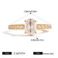 Anello in acciaio dorato con grande zircone bianco ovale e diamanti laterali incastonati - Grande Anello in Zirconia Trasparente Ovale (JDR0307009-6)