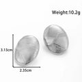 Silver oval crinkled stainless steel earrings, weight 10.2g, size 3.13cm x 2.35cm - Oval Engraved Style (YE-049) / Silver (YE-049)