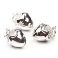 DIY silver heart pendants with micro-pave zirconia in polished and stone-set styles - Strawberry Bell-White Gold