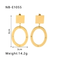 Detailed view of gold plated earrings with dimensions 6cm by 3cm and 14.2g weight - 18K Gold / Gold (NB-E1055)