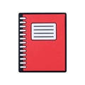 Red spiral notebook silicone bead with rainbow pencil accent for DIY jewelry making - Notebook