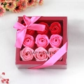 Red and pink soap flower gift box with nine roses and ribbon for Mother's Day and weddings - Pink Gradient