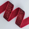 Glittery dark red velvet ribbon for gift packaging and DIY Christmas crafts decoration - 2.5cm*50 Yards / Wine Red Glitter