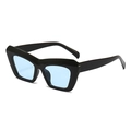 Retro geometric cat-eye sunglasses with thick black frame and light blue lenses - Black Frame Blue Lens