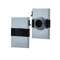 Silver aluminum RFID card wallet featuring magnetic ring holder and elastic woven band - Gray