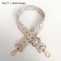 Detail view of ethnic geometric jacquard woven strap with gold metal lobster clasps - Pattern No. 17