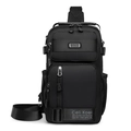 Bandolera negra multifuncional de nailon con bolsillo lateral de malla para hombre - Negro