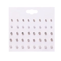 15 pairs set of gold-plated cubic zirconia and white pearl stud earrings on display card - 15 Pairs Rhinestone Pearl Combination (E0432-1)