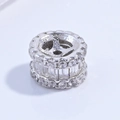 Dettaglio di un distanziatore in argento S925 con zirconi per bracciali fai-da-te - Perlina Ingranaggio 6mm Zirconia Bianca Oro Bianco