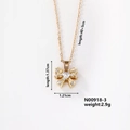 Macro shot of gold bow necklace with heart-shaped zircon and detailed measurements - N00918-3/Small Bowknot Heart