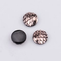 Macro detail of 10mm round resin fish scale cabochons showing front and back texture - Metallic Bronze(12)