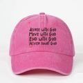Gorra de béisbol fucsia lavada con estampado AMEN y correa ajustable estilo retro USA - Estilo AMEN Lavado Desgastado / Rosa Roja