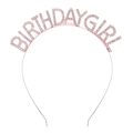 Elegante cerchietto in metallo oro rosa con strass scintillanti BIRTHDAY GIRL per feste - Cerchietto Singolo (Birthday Girl) / Oro rosa