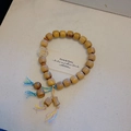 Bohemian handmade wood bead bracelet with white rose charm and colorful tassels - Green Sandalwood Rose Single Circle Bracelet (1017-17#)