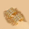 Luxurious gold-plated wide hoop earrings set with rows of sparkling round zircons - Round White Zirconia Style (ES2543-5)