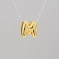 Golden balloon letter M bubble pendant with polished mirror finish for DIY jewelry - Letter M