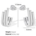 Minimalist silver stainless steel triple-line U-shaped stud earrings for women - Three-Layer Stacked C-Shape (EH481 Silver Earrings)